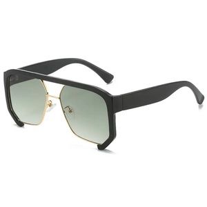 Sunglasses black with black lenses and gold accent